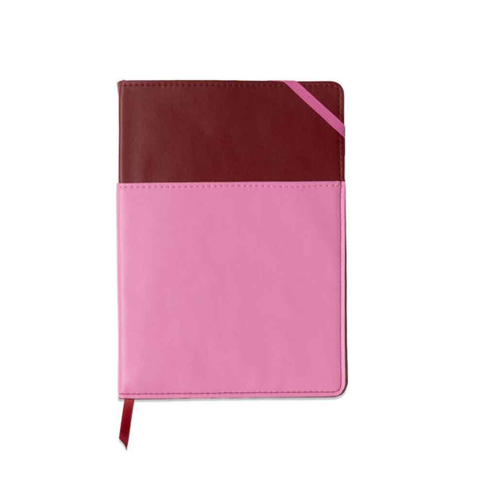 Σημειωματάριο Vegan Leather Pocket Journal - Burgundy + Pink  PJ-1006EU  Designworks - 115033
