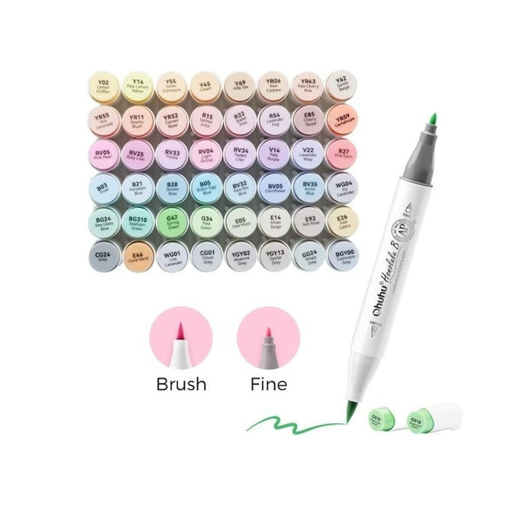 Μαρκαδόροι Αλκοόλης 48 τεμαχίων Διπλής Μύτης Pastel Tones Honolulu B OHU-Y30-80404-65 Ohuhu - 3