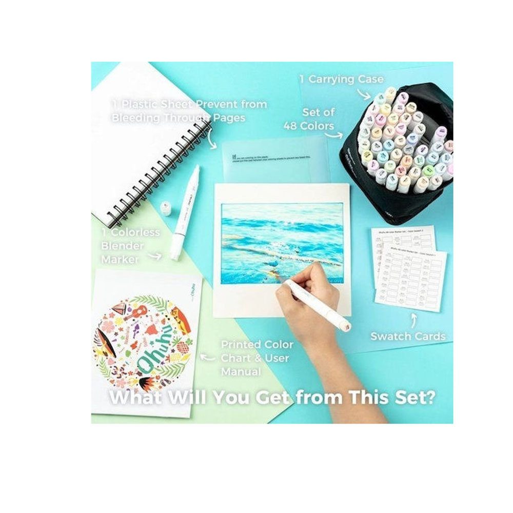 Μαρκαδόροι Αλκοόλης 48 τεμαχίων Διπλής Μύτης Pastel Tones Honolulu B OHU-Y30-80404-65 Ohuhu - 1