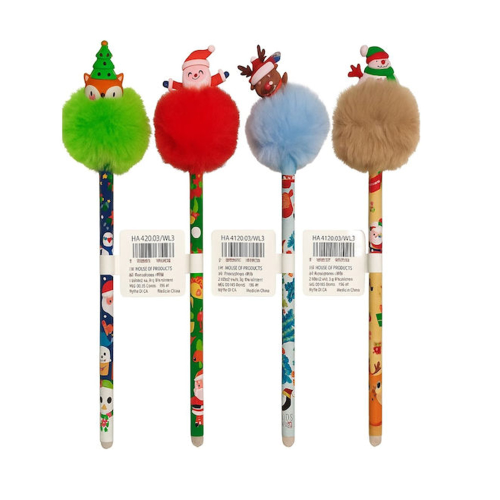 Στυλό Gel Με Μπλε Mελάνι 0.5mm Pom Pom X-mas Σε 4 Σχέδια 4120 Happy Color - 109442