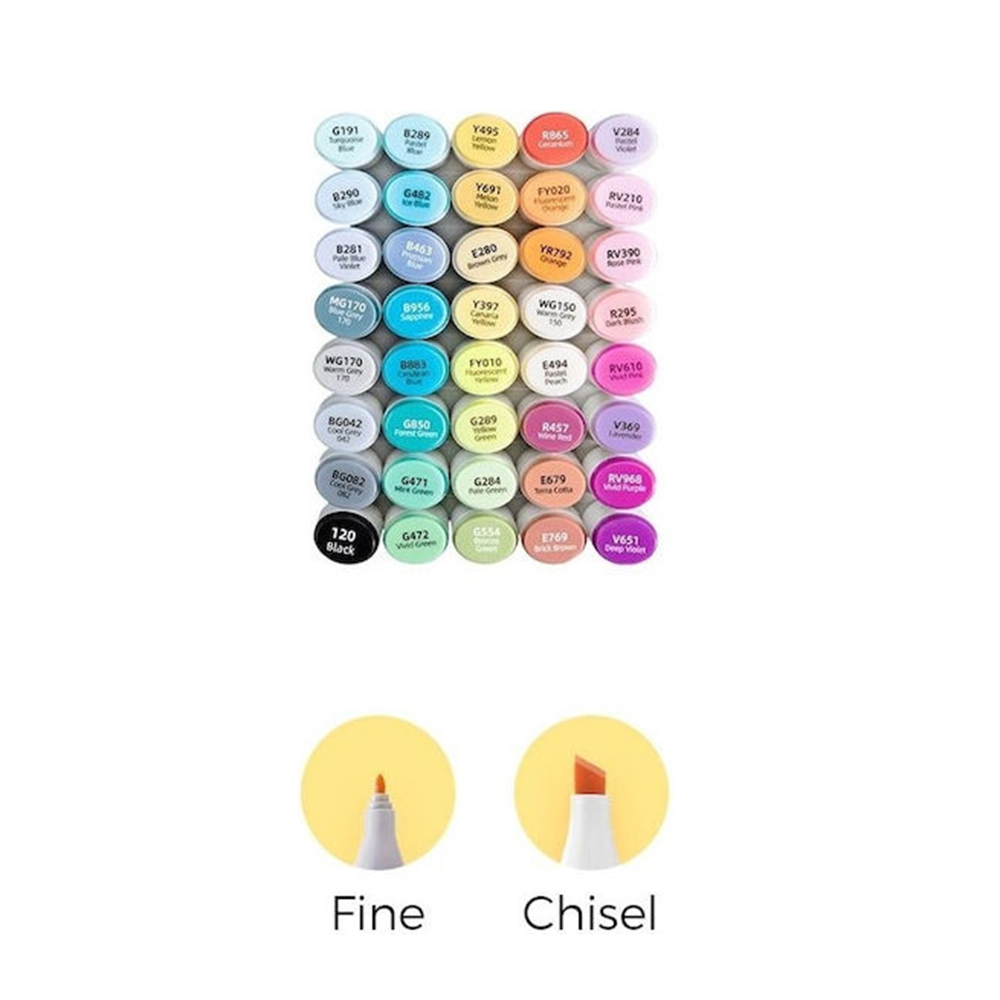 Μαρκαδόροι Αλκοόλης 40 τεμαχίων Διπλής Μύτης Oahu Fine & Chisel OHU-Y30-80404-99 Ohuhu - 4