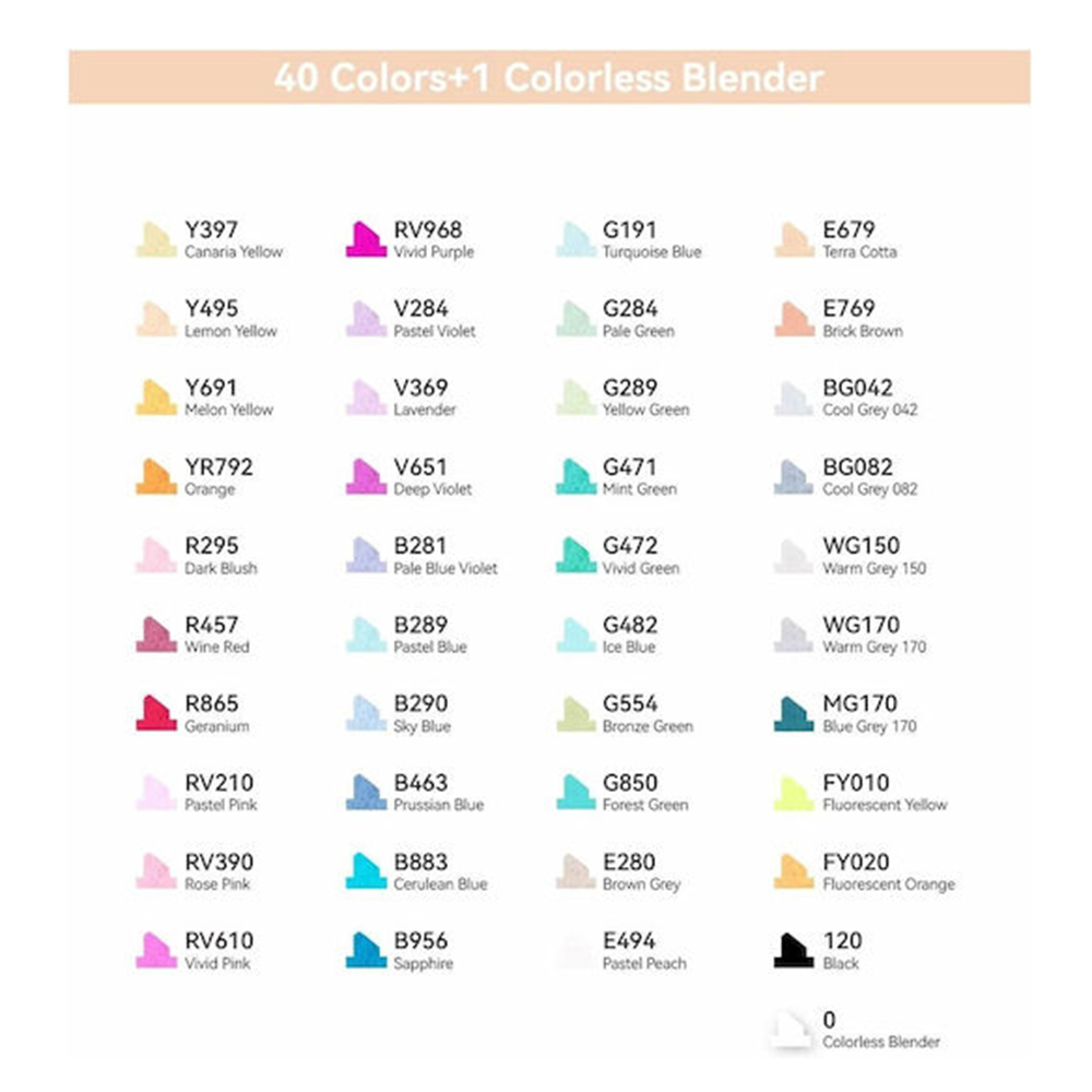 Μαρκαδόροι Αλκοόλης 40 τεμαχίων Διπλής Μύτης Oahu Fine & Chisel OHU-Y30-80404-99 Ohuhu - 2