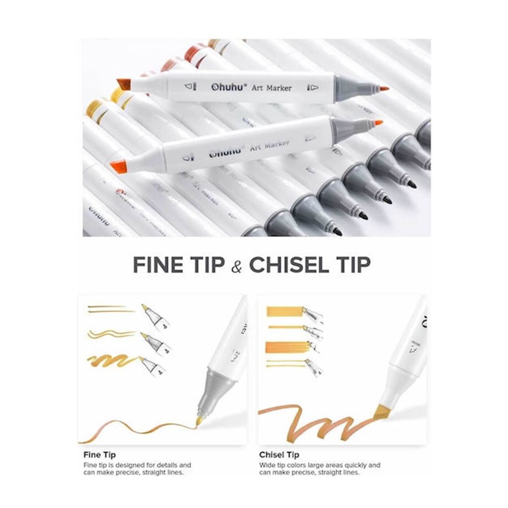 Μαρκαδόροι Αλκοόλης 40 τεμαχίων Διπλής Μύτης Oahu Fine & Chisel OHU-Y30-80404-99 Ohuhu - 3