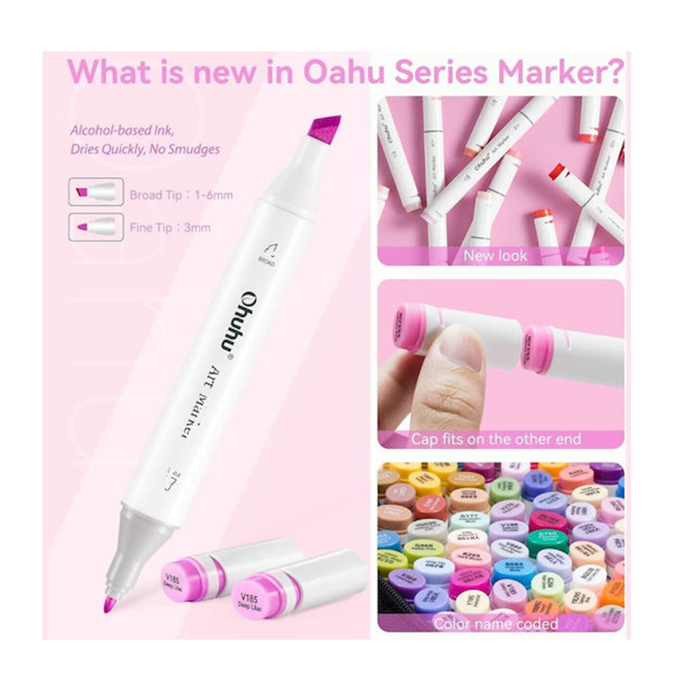 Μαρκαδόροι Αλκοόλης 40 τεμαχίων Διπλής Μύτης Oahu Fine & Chisel OHU-Y30-80404-99 Ohuhu - 1