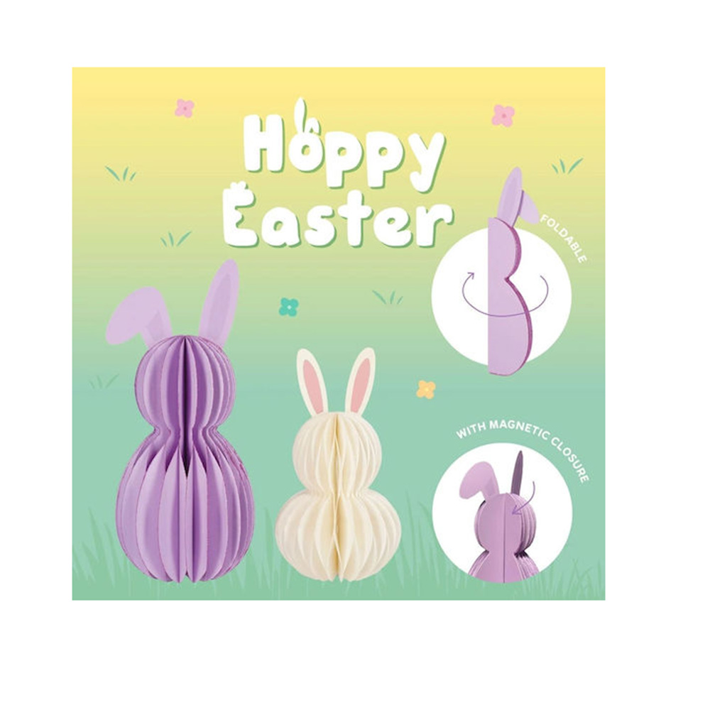 Διακοσμητικός Αναδιπλούμενος Χάρτινος Πασχαλινός Λαγός 2τεμ. Hoppy Easter PEB0001  Legami - 5