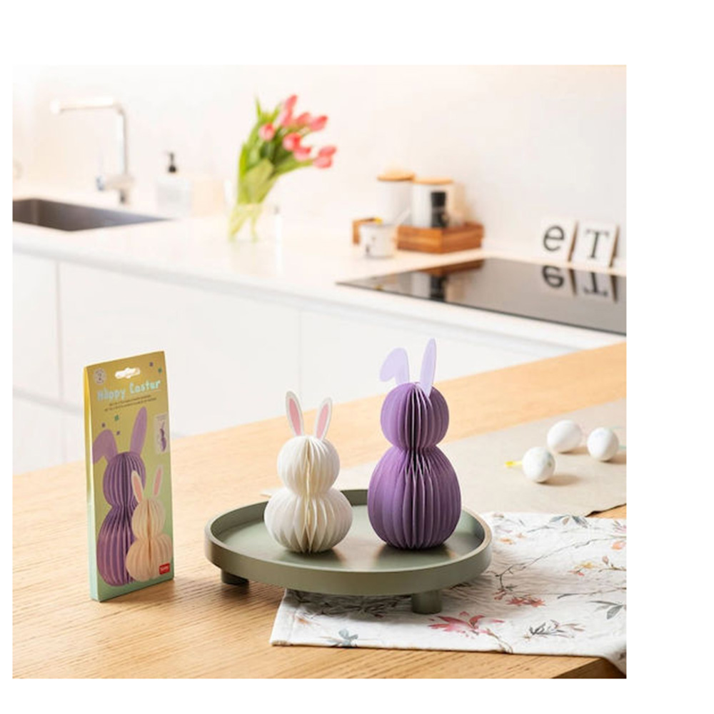 Διακοσμητικός Αναδιπλούμενος Χάρτινος Πασχαλινός Λαγός 2τεμ. Hoppy Easter PEB0001  Legami - 1