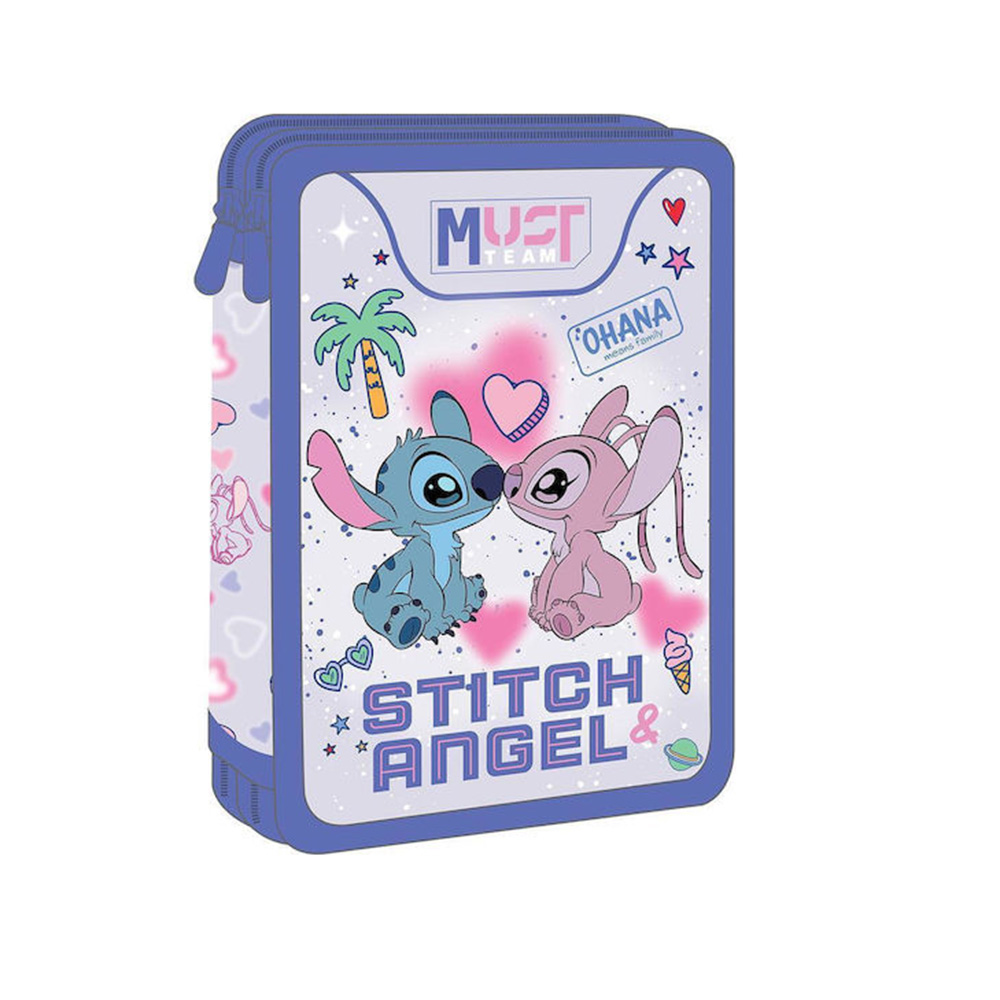 Κασετίνα Διπλή Γεμάτη Με 2 Θήκες Stitch & Angel Ohana 565996 Must - 115926