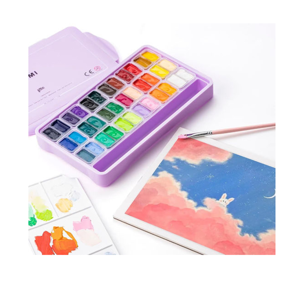Σετ 36 Χρωμάτων Twin Cup Gouache με 3 Πινέλα & Παλέτα Ανάμιξης - Purple Case Himi - 2