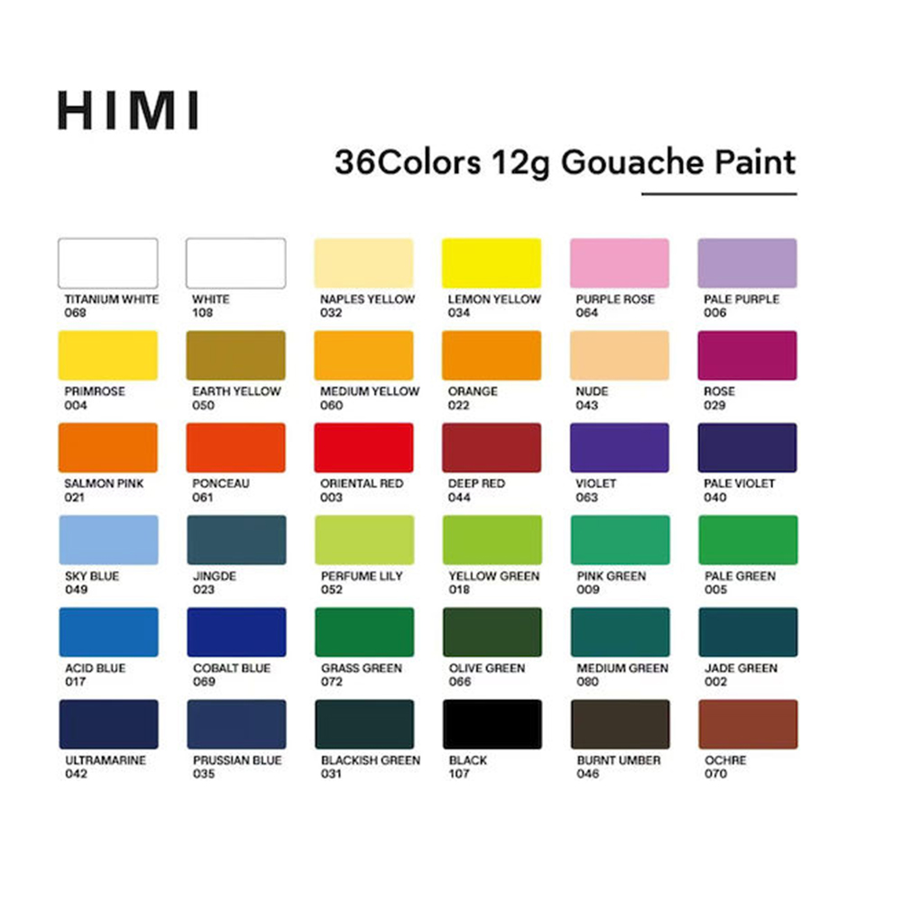Σετ 36 Χρωμάτων Twin Cup Gouache με 3 Πινέλα & Παλέτα Ανάμιξης - Purple Case Himi - 1