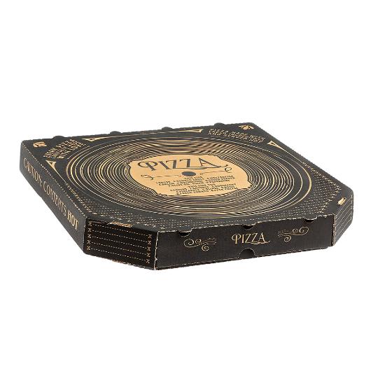 PIZZA BOX "BLACK DISK" DESIGN 34,5x34,5cm 100pcs