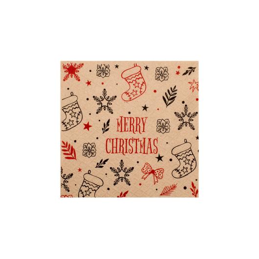 ΧΑΡΤΟΠΕΤΣΕΤΑ ΧΡΙΣΤΟΥΓΕΝΝΙΑΤΙΚΗ ECO-GREEN ΣΧΕΔΙΟ ''MERRY XMAS'' 28Χ28cm 700ΤΕΜ
