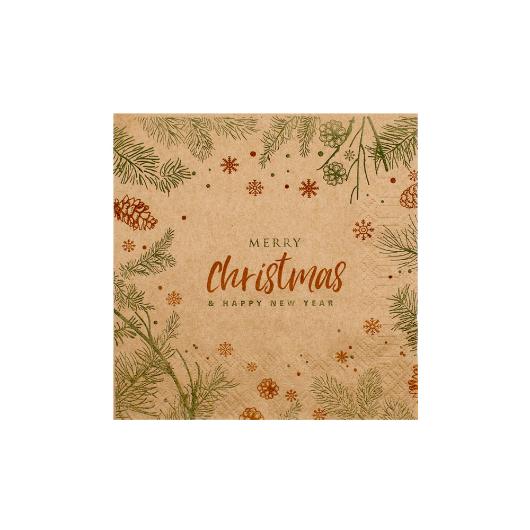 CHRISTMAS NAPKIN ECO-GREEN DESIGN ''MERRY XMAS'' 33Χ33 85PCS