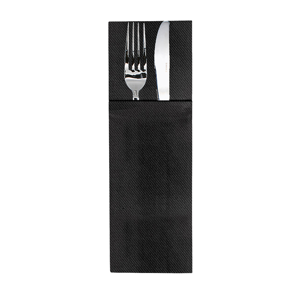 NAPKIN ENVELOPE BLACK 40cm POINT TO POINT CLOSED SLIM 90pcs