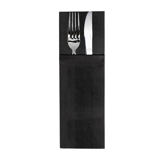 NAPKIN ENVELOPE BLACK 40cm POINT TO POINT CLOSED SLIM 90pcs
