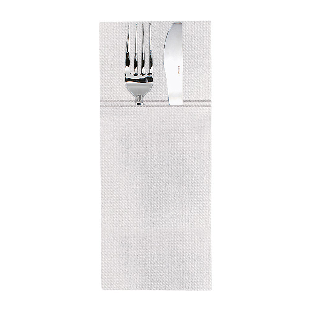 CUTLERY SLEEVES 40cm LUXURY AIRLAID WHITE COLOR 75pcs