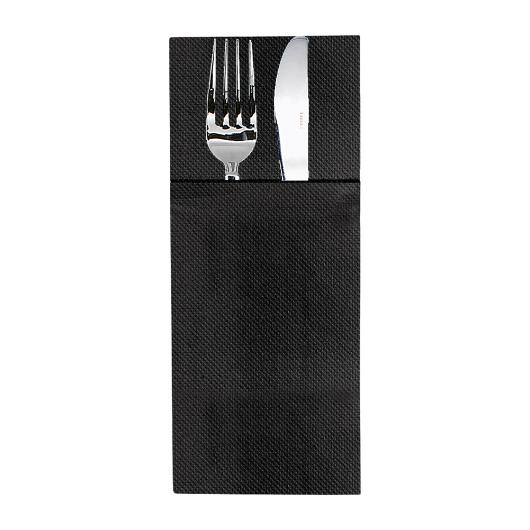 NAPKIN ENVELOPE BLACK 40cm POINT TO POINT CLOSED 75pcs