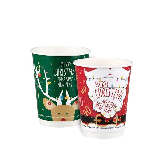 ΠΟΤΗΡΙ ΧΑΡΤΙΝΟ "MERRY CHRISTMAS" 8oz (DW) 25ΤΕΜ