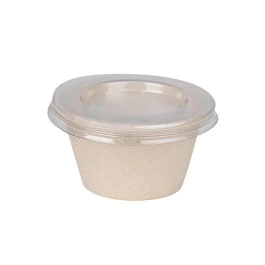 ROUND PET LID FOR 8oz SAUCE CONTAINER FROM SUGAR CANE 125TEM
