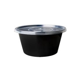 ROUND BLACK MICROWAVE PP CONTAINER WITH TRANSPARENT LID (750ml) 50pcs
