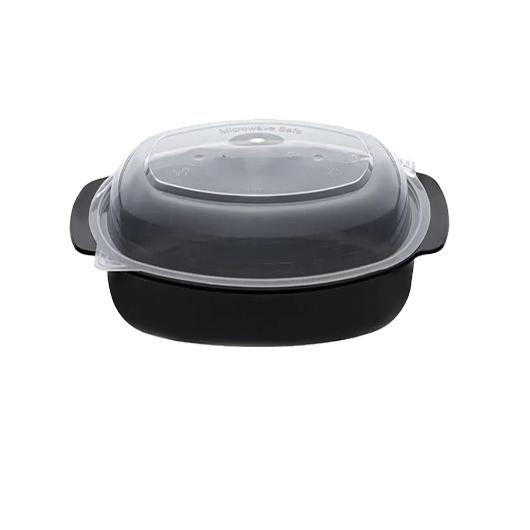 ΣΚΕΥΟΣ PP ΜΙΚΡΟΚΥΜΑΤΩΝ ΟΒΑΛ ΜΑΥΡΟ ΜΕ ΔΙΑΦΑΝΟ ΚΑΠΑΚΙ 22x12,1x9,3cm (1250ml) 50ΤΕΜ