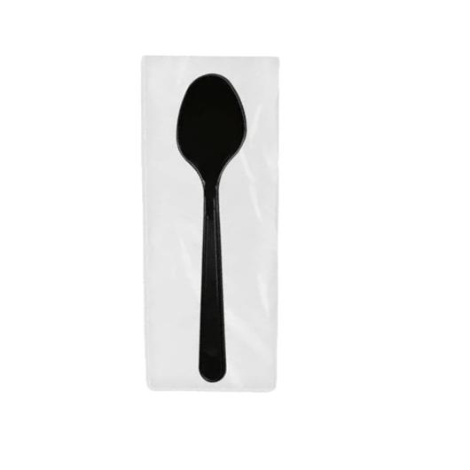 REUSABLE SPOON BLACK 12cm COATED 1/1 100pcs