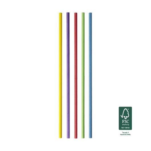 PAPER STRAWS BIO STRAIGHT COLORFUL WRAPPED 1/1 D8x210mm 500pcs