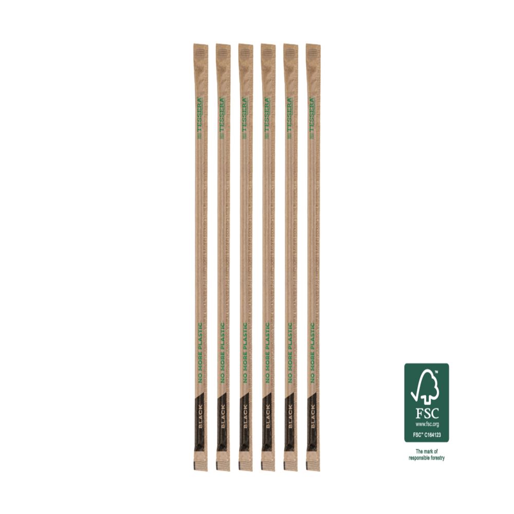 PAPER STRAWS BIO STRAIGHT BLACK WRAPPED 1/1 D4,2x190mm 500pcs