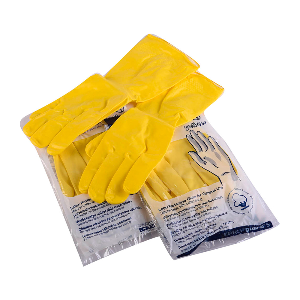 PLASTIC DISPOSABLE WASHING AND CLEANING GLOVES YELLOW COLOR No 7.5-8.0