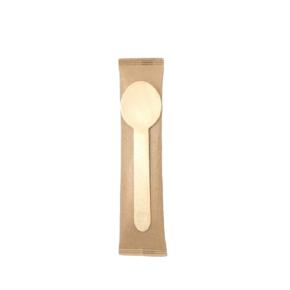 WRAPPED  WOODEN SPOON FOR SWEETS OVAL 1/1 BIO 11cm 100pcs