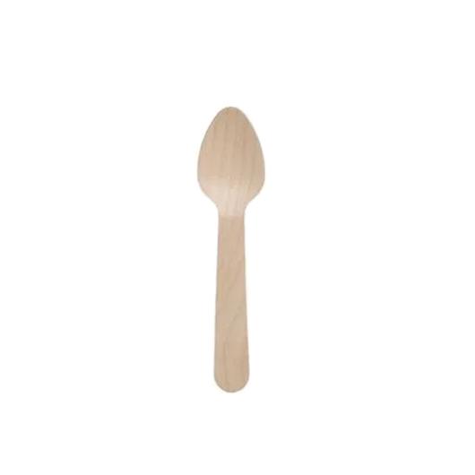 WRAPPED  WOODEN SPOON FOR SWEETS OVAL 1/1 BIO 11cm 100pcs