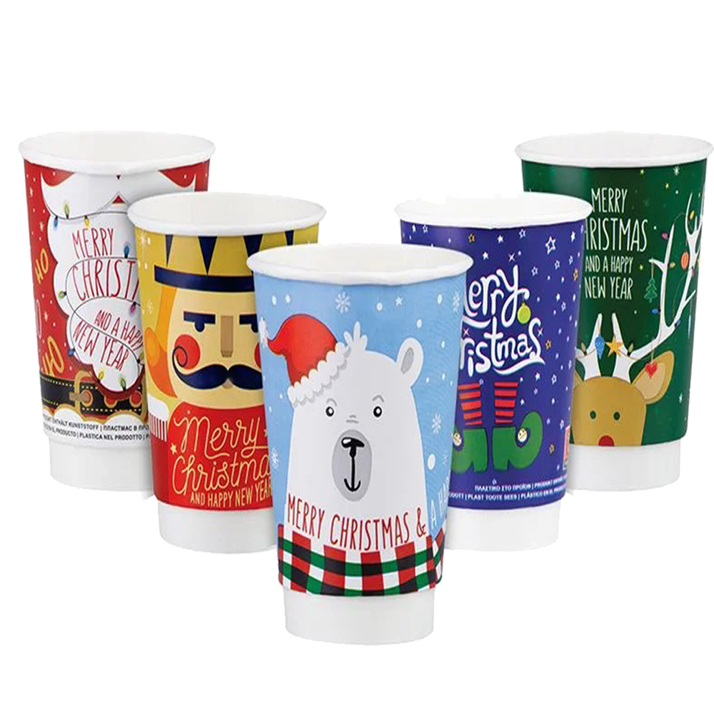 ΠΟΤΗΡΙ ΧΑΡΤΙΝΟ "MERRY CHRISTMAS" 16oz (DW) 25ΤΕΜ