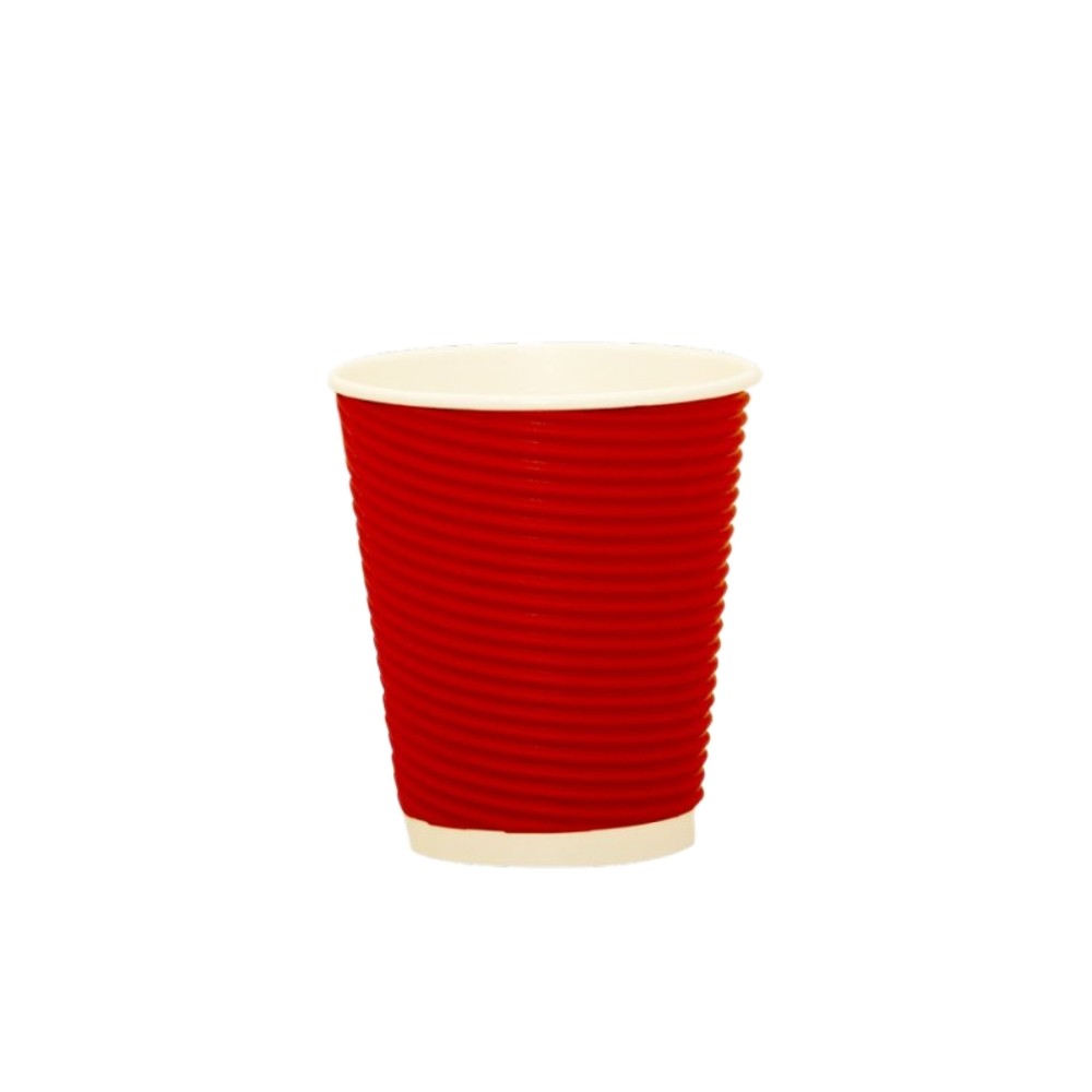 PAPER CUP ''RIPPLE'' RED 8oz (DW) 25pcs