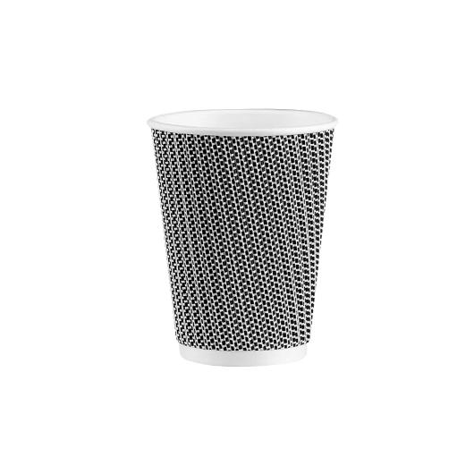 ΠΟΤΗΡΙ ΧΑΡΤΙΝΟ RIPPLE 14oz ΜΑΥΡΟ/ΓΚΡΙ ''ΠΛΕΧΤΟ'' ΔΙΠΛΟΤΟΙΧΟ 25ΤΕΜ