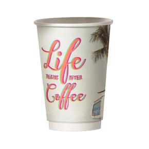 PAPER CUP "LIFE BEGINS AFTER COFFEE" 16oz (DW) 16pcs