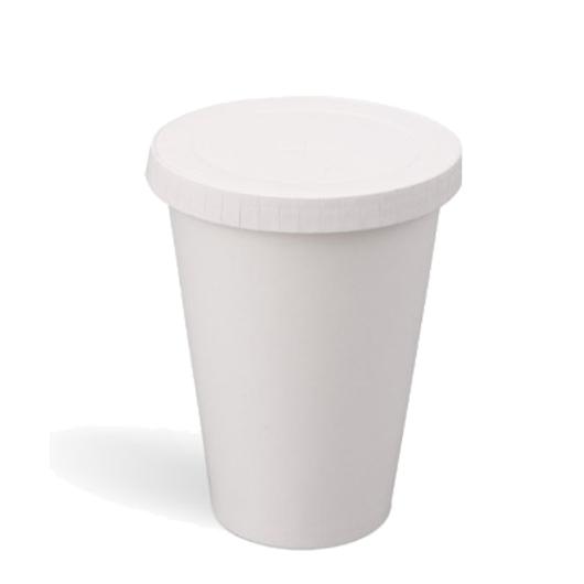 ΚΑΠΑΚΙ FLAT ΜΕ ΤΡΥΠΑ 90mm ΧΑΡΤΙΝΟ ΛΕΥΚΟ ΓΙΑ ΠΟΤΗΡΙ ΧΑΡΤΙΝΟ 14oz - 16oz 50ΤΕΜ