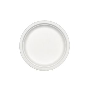WHITE BIODEGRADABLE ROUND PLATE (SUGARCANE FIBER) D21cm 10pcs