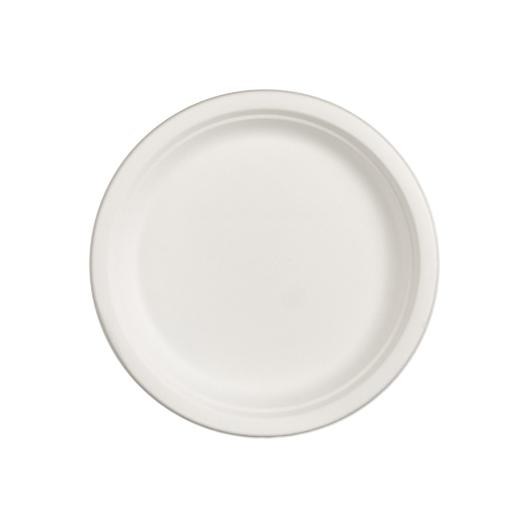 WHITE BIODEGRADABLE PLATE (SUGARCANE FIBER) 26cm 50pcs