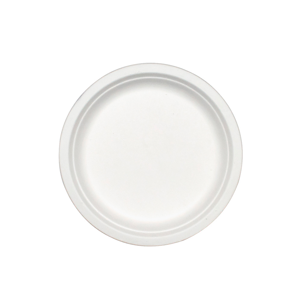 BIODEGRADABLE PLATE FROM SUGAR CANE 23cm WHITE 10PCS