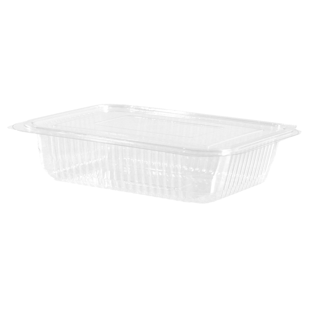 PET SQUARE SALAD CONTAINER WITH BUILT-IN LID 1000ml 25pcs