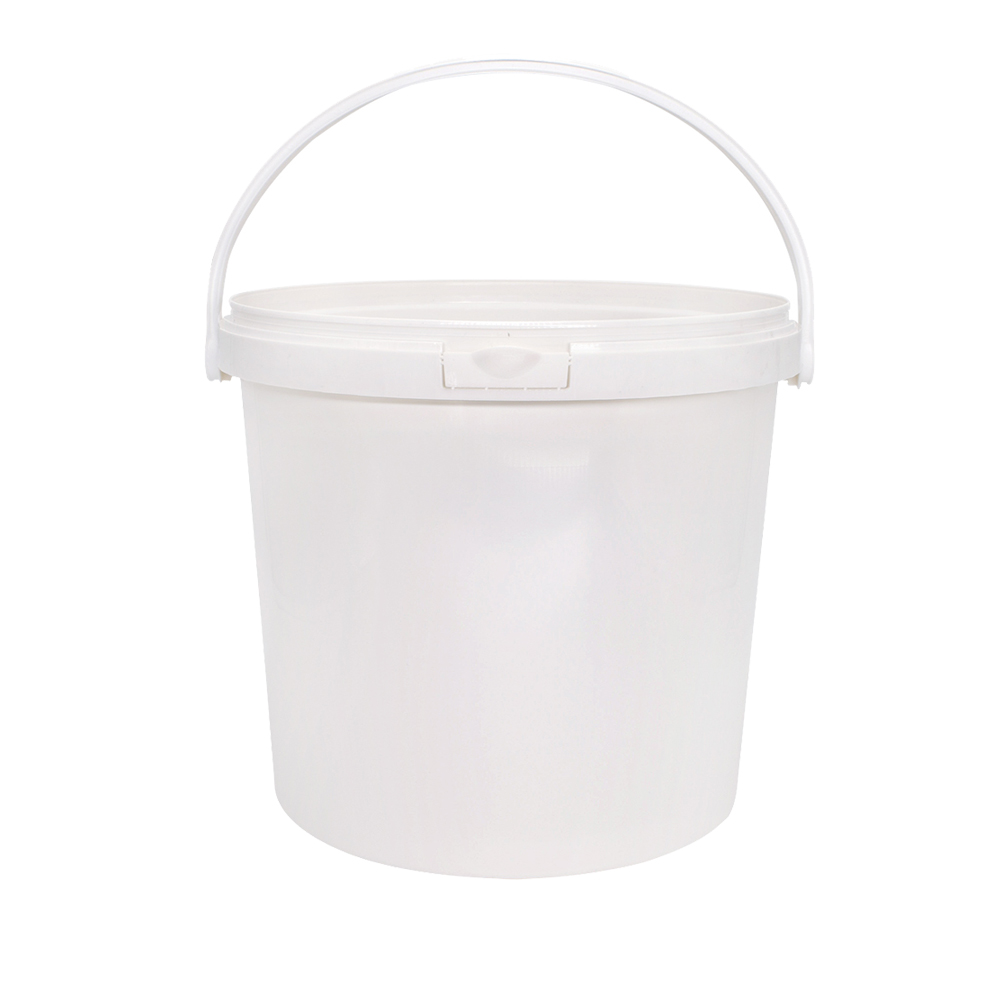 WHITE PLASTIC BUCKET 10.5Lt WITH PLASTIC HANDLE 30pcs D26x25.5 THRACE PLASTICS
