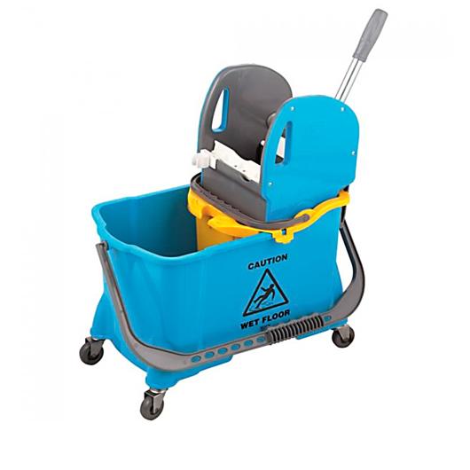 PLASTIC DOUBLE BUCKET MOP TROLLEY WITH WRINGER HTS731