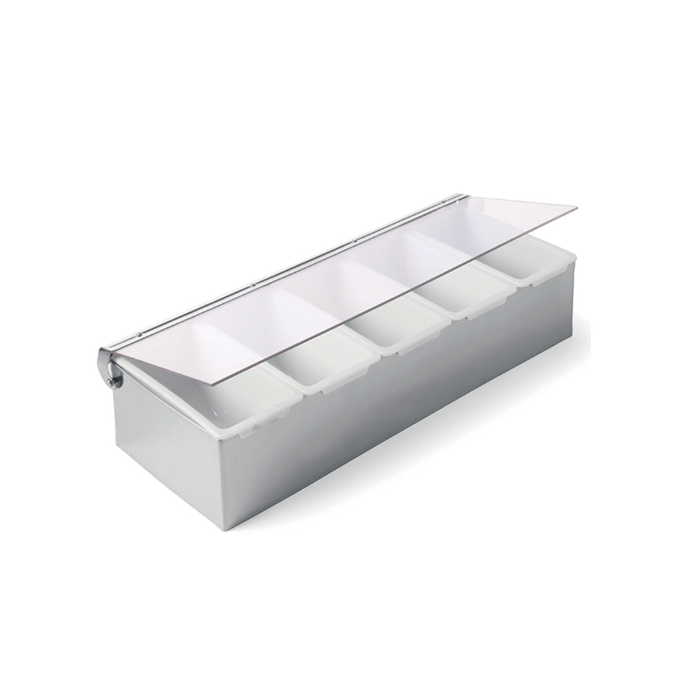 INOX BAR SET OF 5 POSITIONS WITH PP LID 375x140x(H)90mm