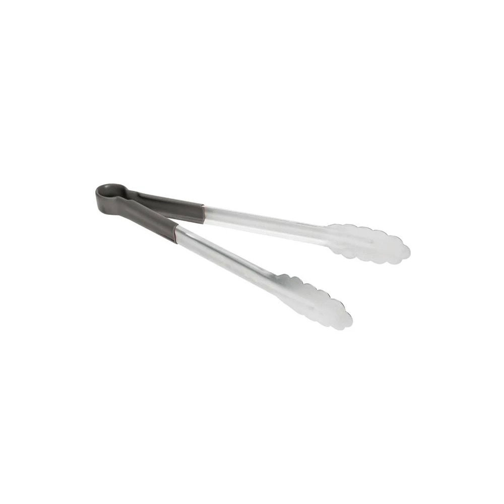 STAINLESS STEEL TONGS WITH PVC BLACK HANDLE 30cm