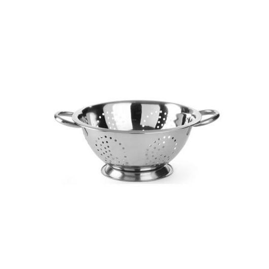 STAINLESS ROUND COLANDER WITH BASE AND 2 HANDLES 24CM