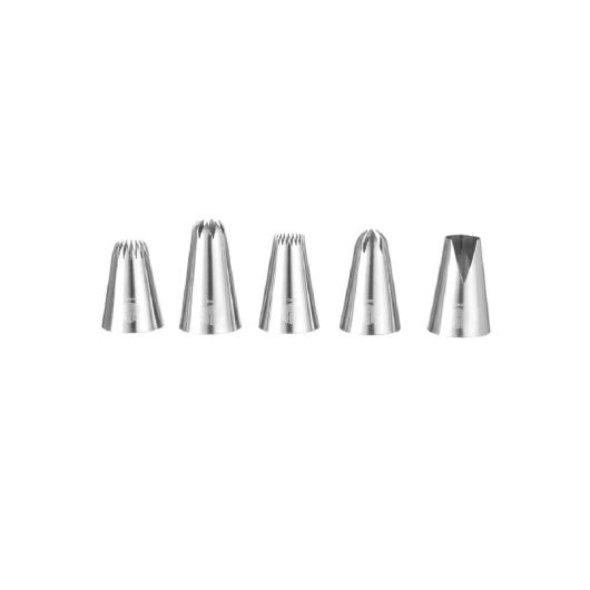 PIPING TIPS FOR PASTRY PIPING BAG JAGGED INOX SET 5 PIECES