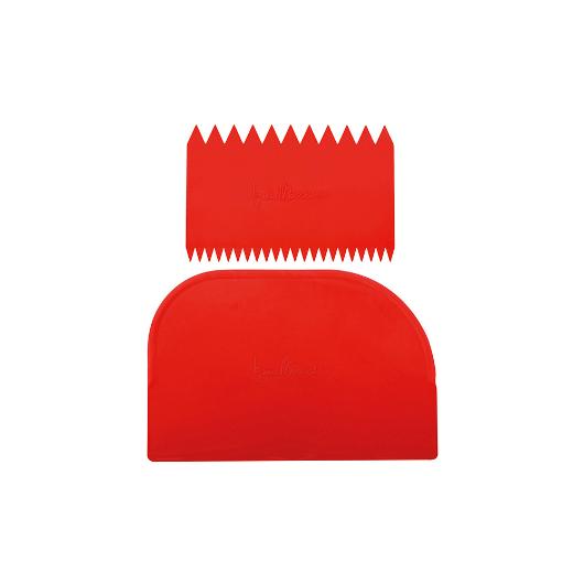 SPATULA-DOUGH CUTTER (150x100mm) & COMB (110x75mm) RED SET OF 2 PIECES