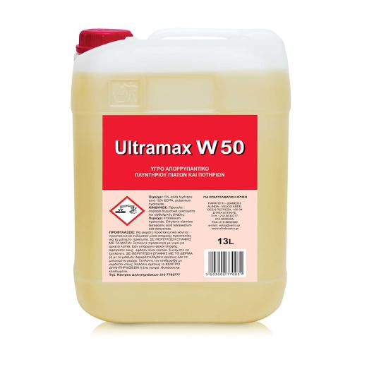 ULTRAMAX W 50 LIQUID DISHWASHER DETERGENT FOR DISHES / GLASSES 13Lt
