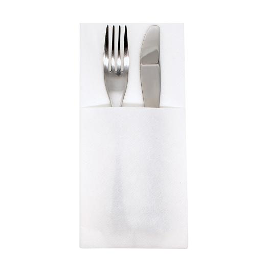 CUTLERY SLEEVES 40cm LUXURY AIRLAID WHITE COLOR 75pcs FINEZZA