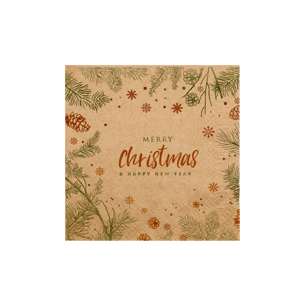 CHRISTMAS NAPKIN ECO-GREEN DESIGN ''MERRY XMAS'' 33Χ33 85PCS