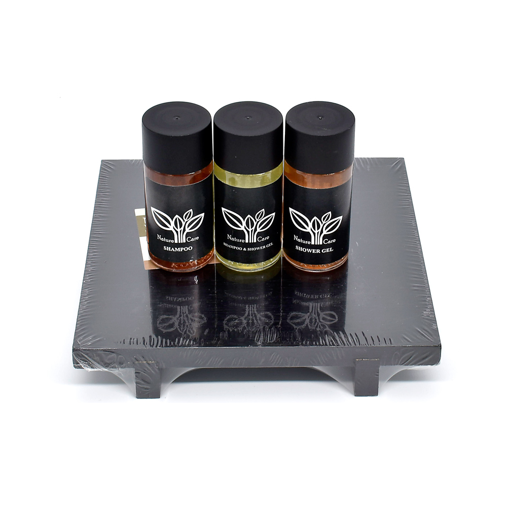 AMENITIES SQUARE STAND BAMBOO IN BLACK COLOR 15x15x2,5cm